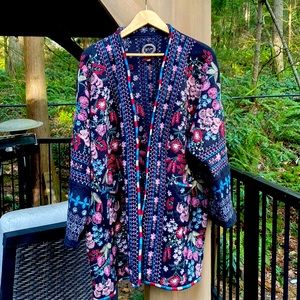 Biya by Johnny Was size large embroidered sweater coat. EUC.
